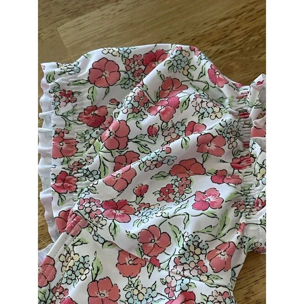 Janie And Jack Bikini Swim Suit Girls‎ Size 18 Smocked Floral Garden Pink